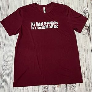 Hand Crafted Graphic Tee, Maroon, Short Sleeved, Large